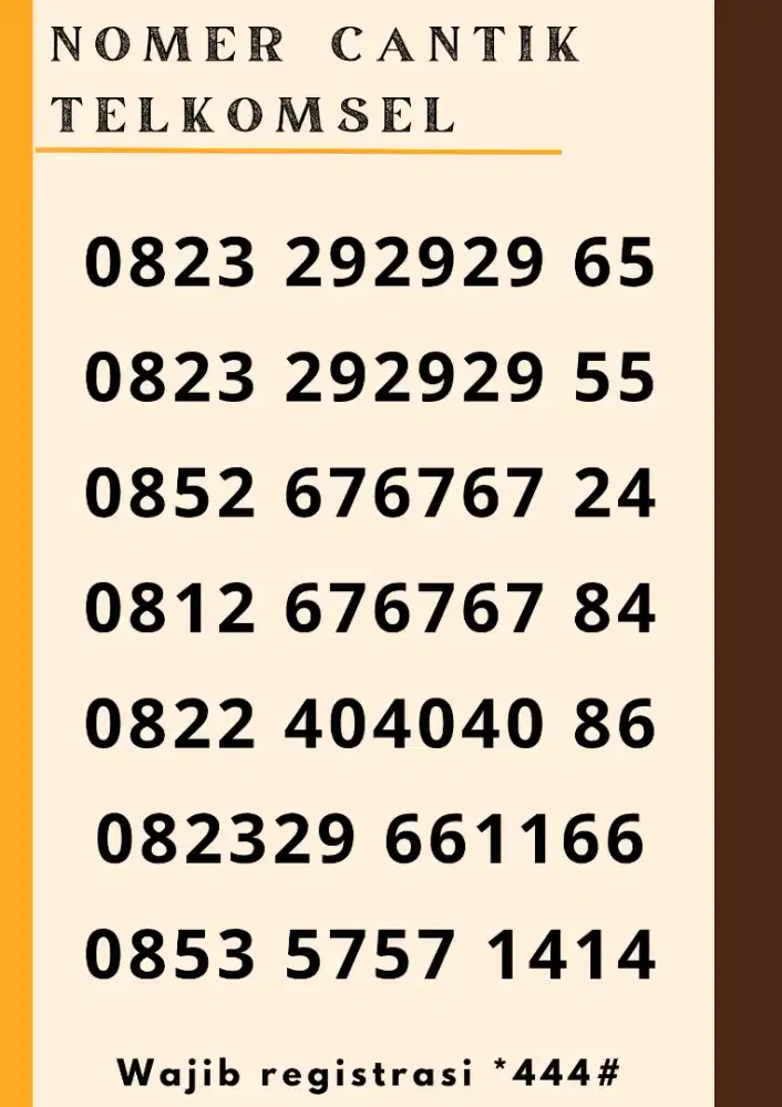 NOMER CANTIK TELKOMSEL , SERIAN TRIPLE  ABABAB