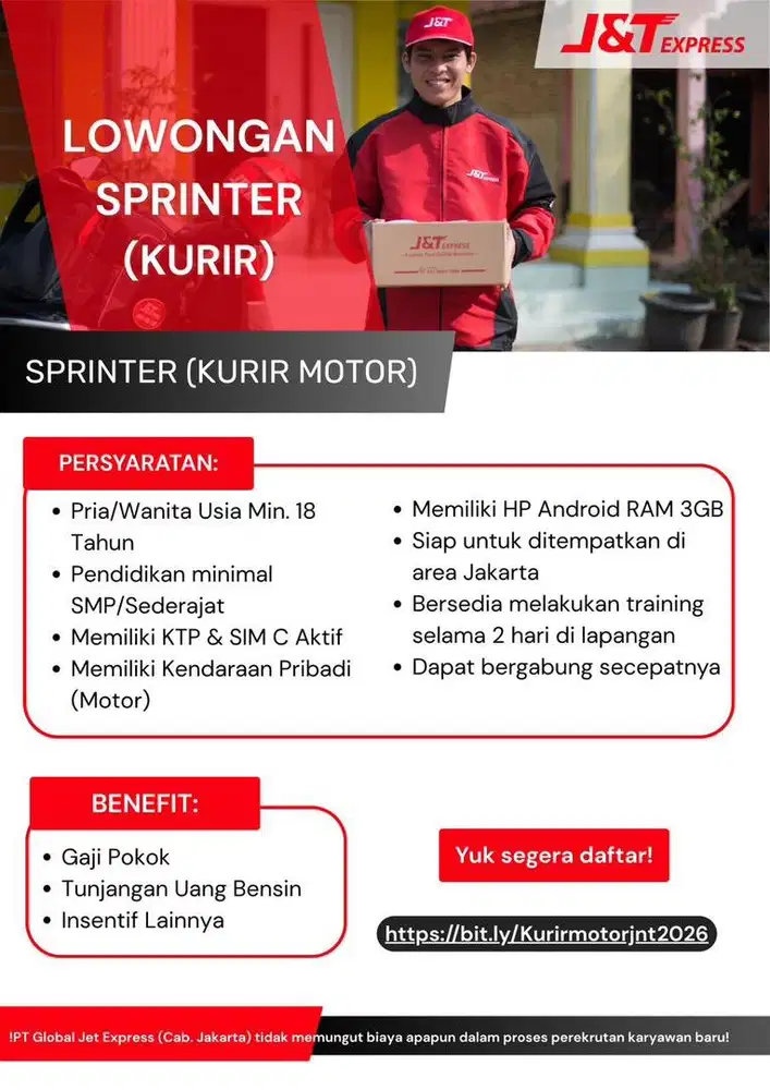Kurir Motor Delivery (Semua Jakarta)