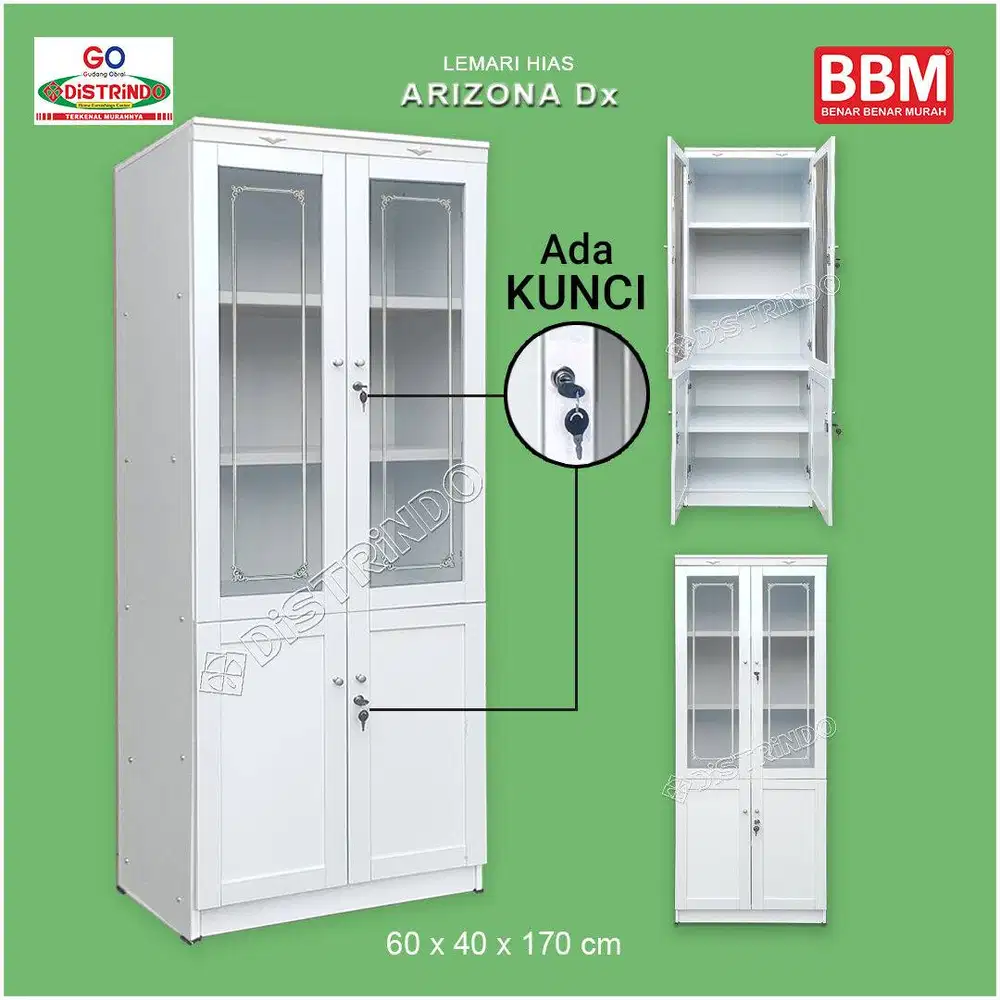 Distrindo - Lemari Hias/Rak buku multifungsi Full white 2 pintu
