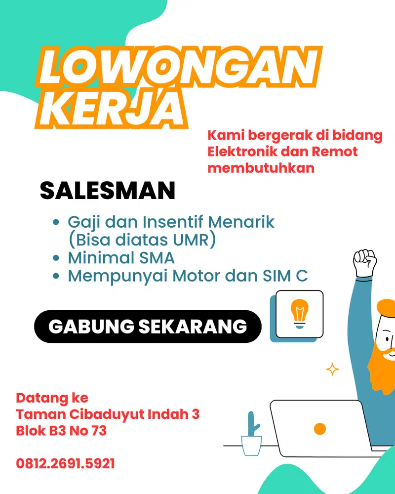 Dibutuhkan salesman Barang Elektronik dan Remote