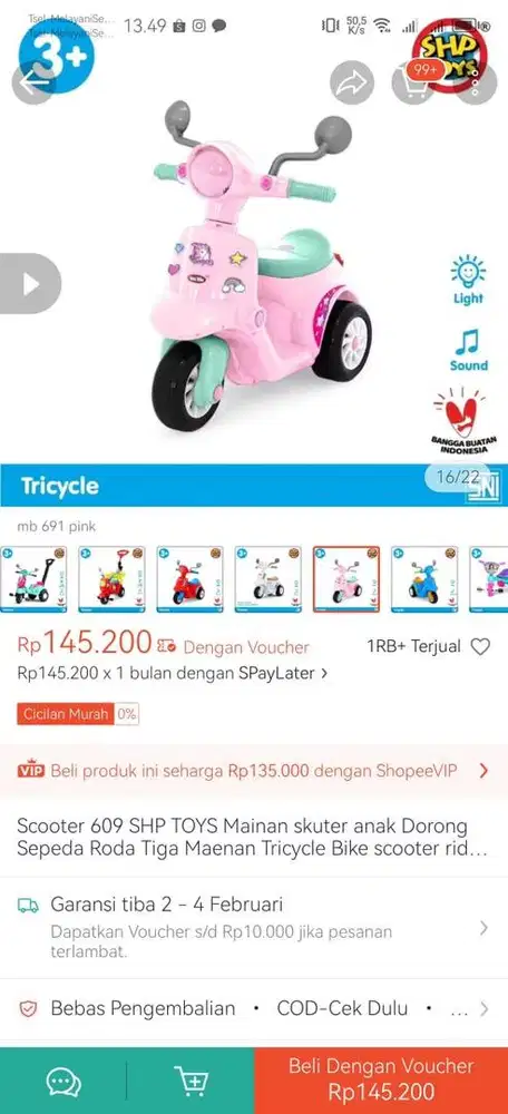Vespa dan sepeda anak