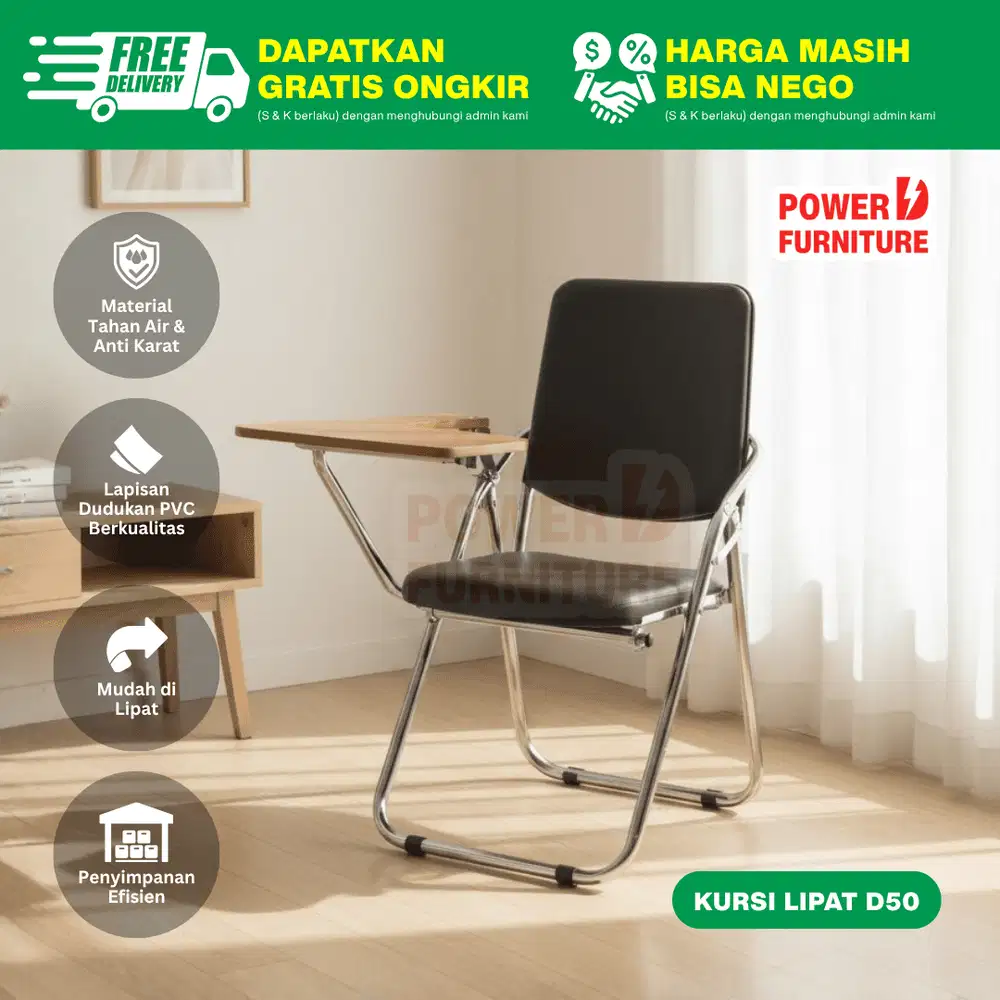 D50 Kursi Lipat Belajar – Kursi Mahasiswa Lipat | Kursi Les