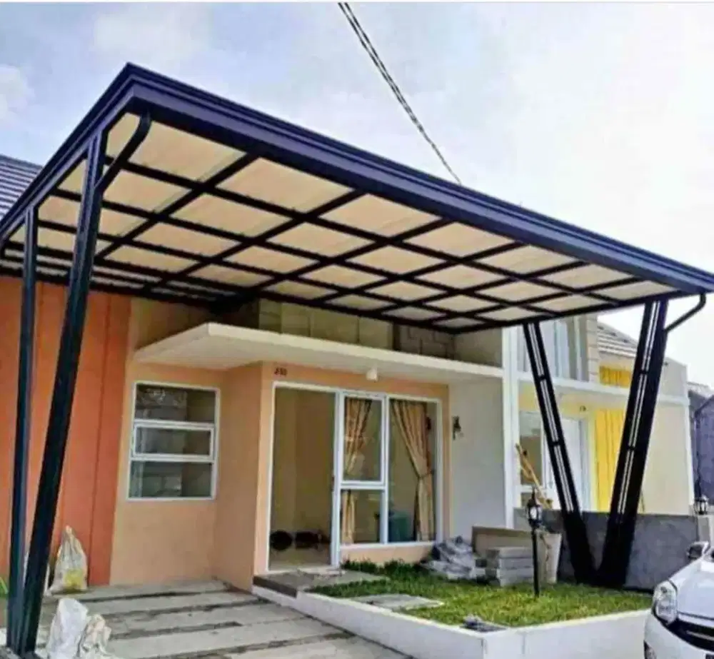 Pasang canopy alderon single dan atap bocor