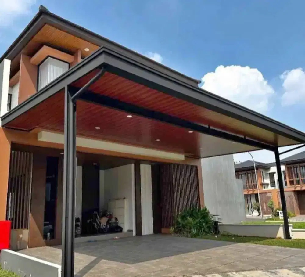 Pasang canopy alderon single dan atap bocor