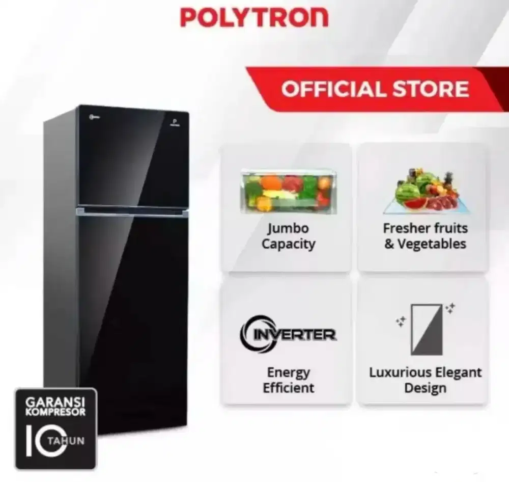 Ready 2 pintu Polytron inverter Promo Cashback n Cicilan 0% di Atlanta