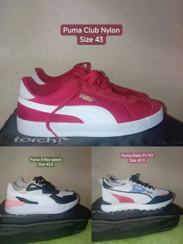 Sepatu sneakers puma club nylon, puma X-Ray speed, puma rider
