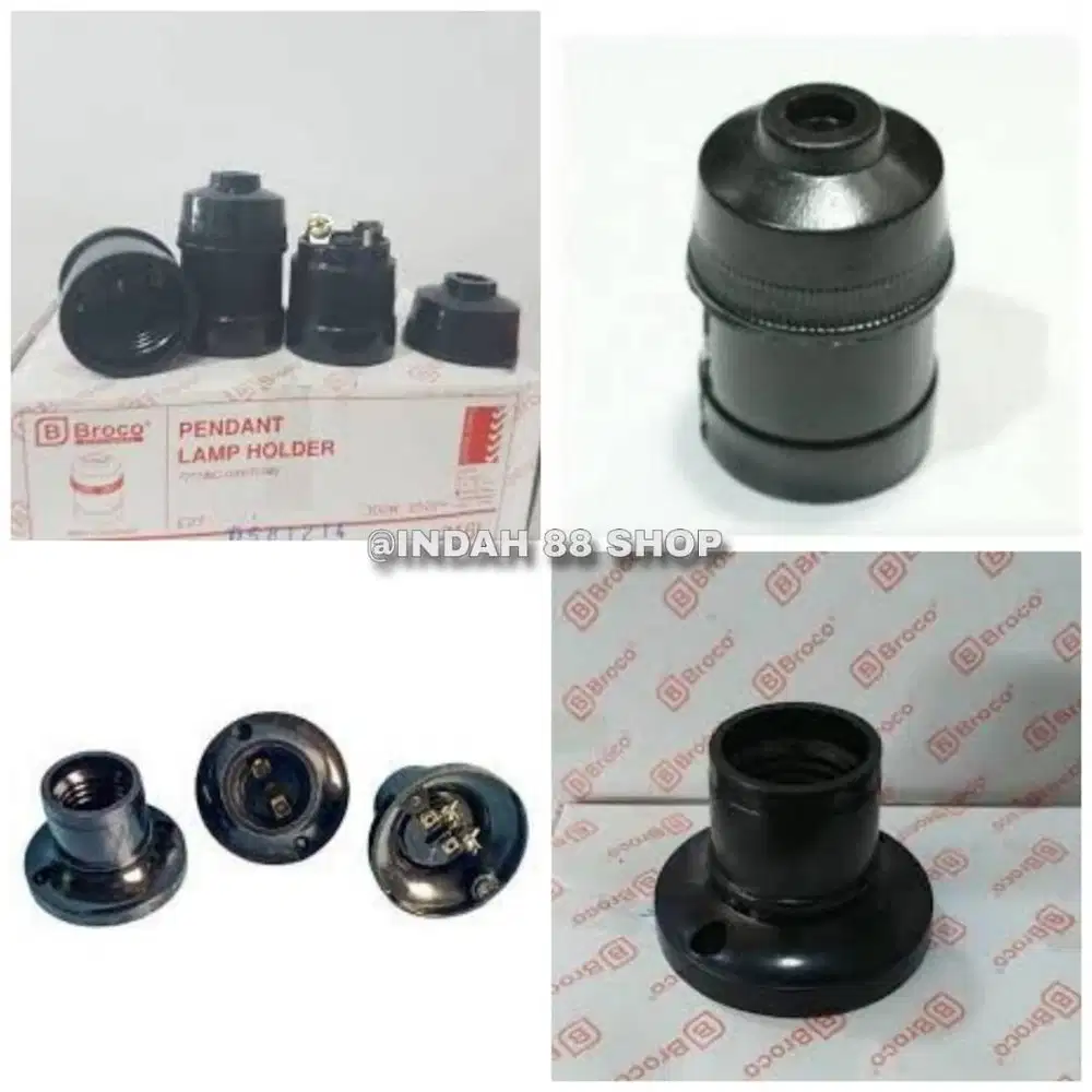 Fitting Lampu Gantung / Fitting Plafon Hitam Broco