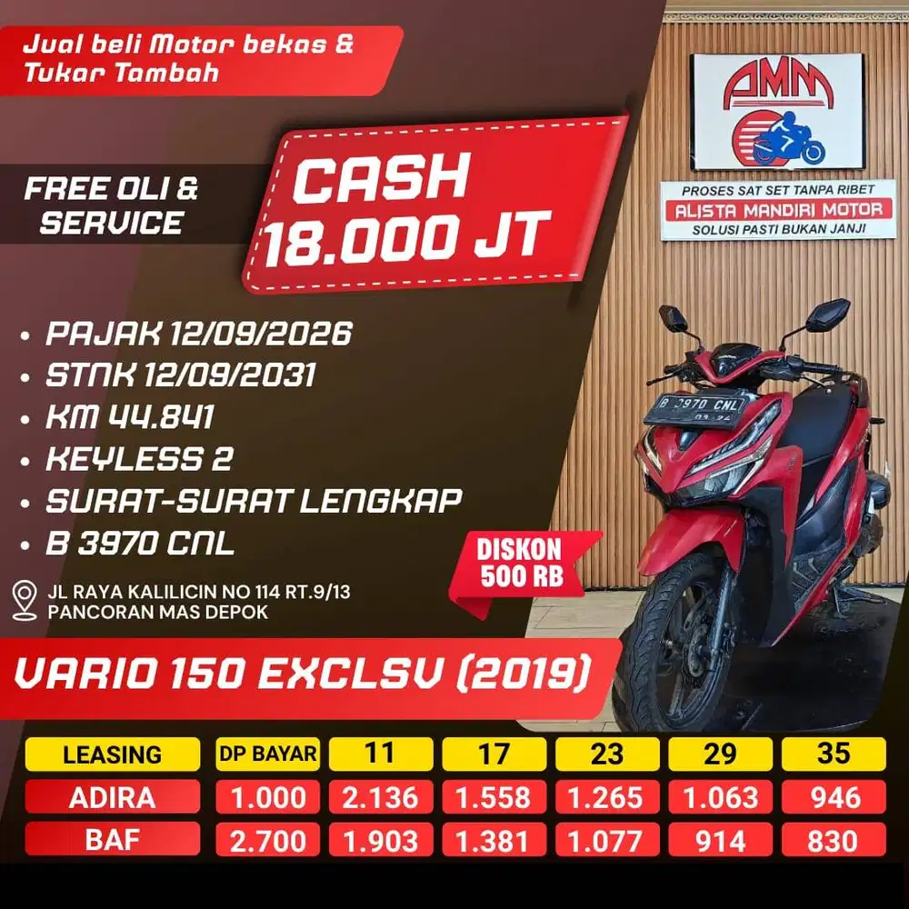 VARIO 150 EXCLSV 2019 PAJAK HIDUP REMOTE 2 CC 0% KREDIVO TOKPEDIA