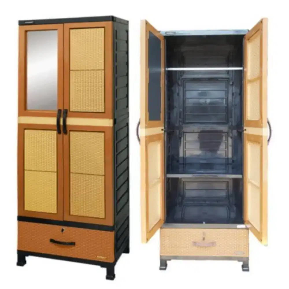 Lemari Pakaian Napolly Rak+Cermin+Gantungan