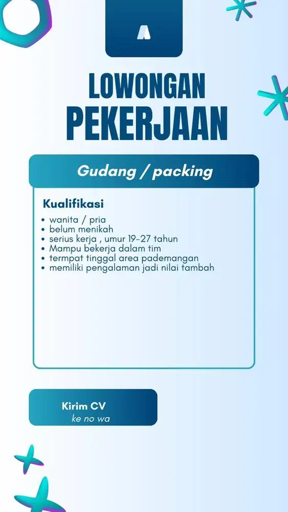Lowongan kerja packing dan gudang