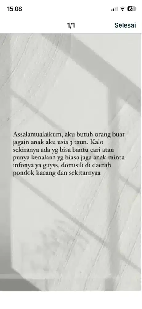 Lowongan pekerjaan art+baby sitter