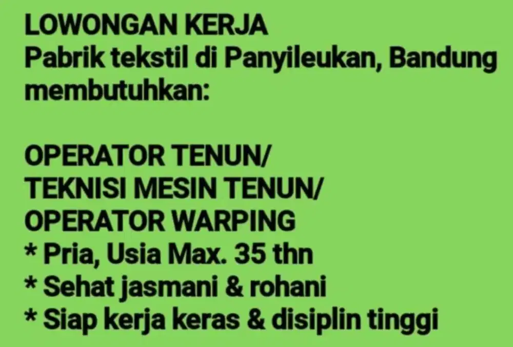 Operator mesin Tenun, Mekanik mesin Tenun, operator warping