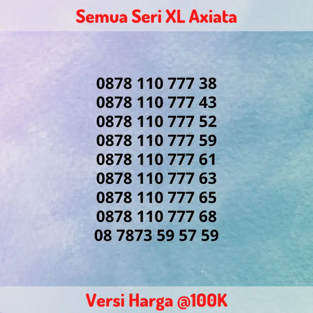 Nomor Cantik Kartu Perdana XL Axiata Seri Triple 7 / 777 Rapi Murah