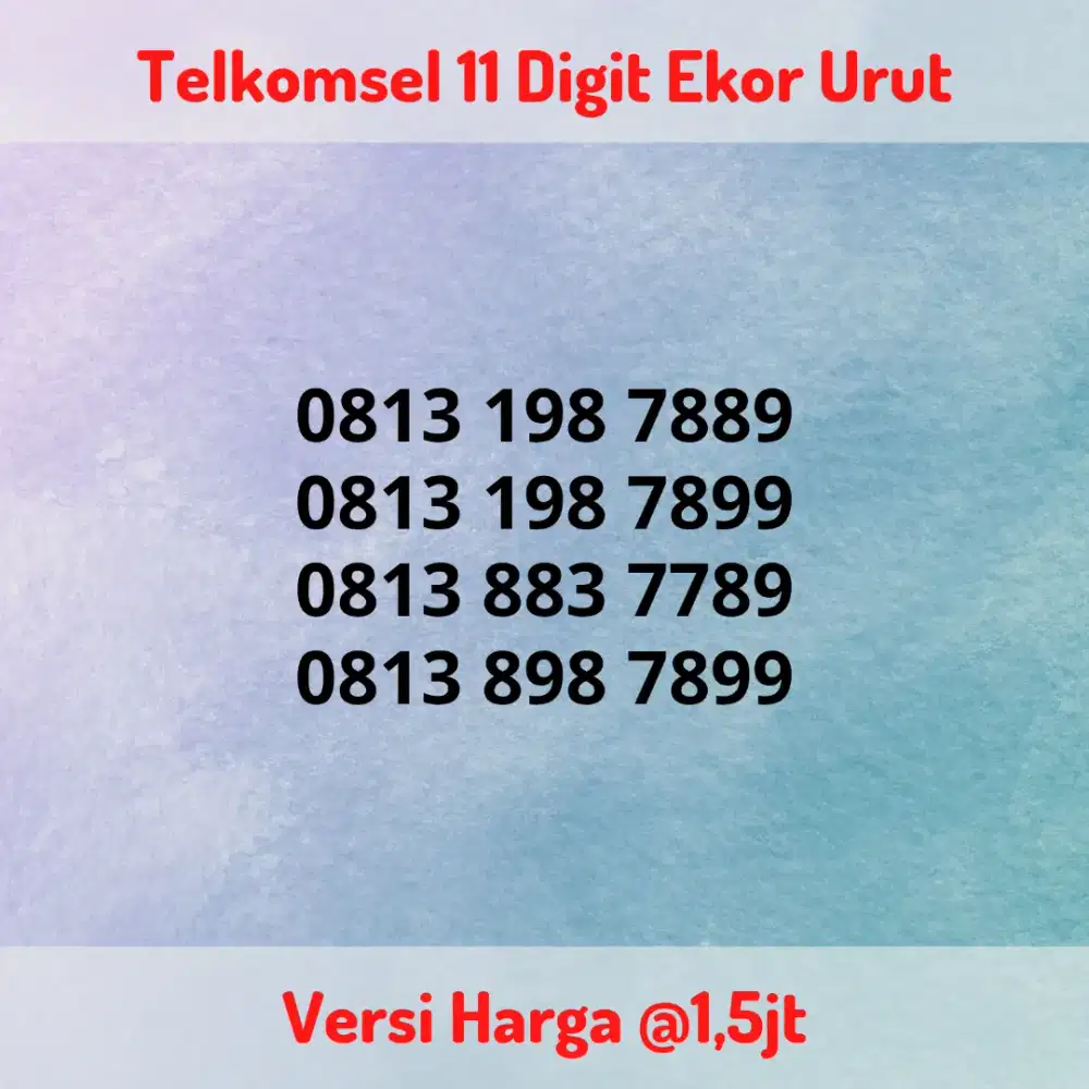 Nomor Cantik Telkomsel 11 Digit Seri Ujung 7889 / 7899 / 7789 Belakang