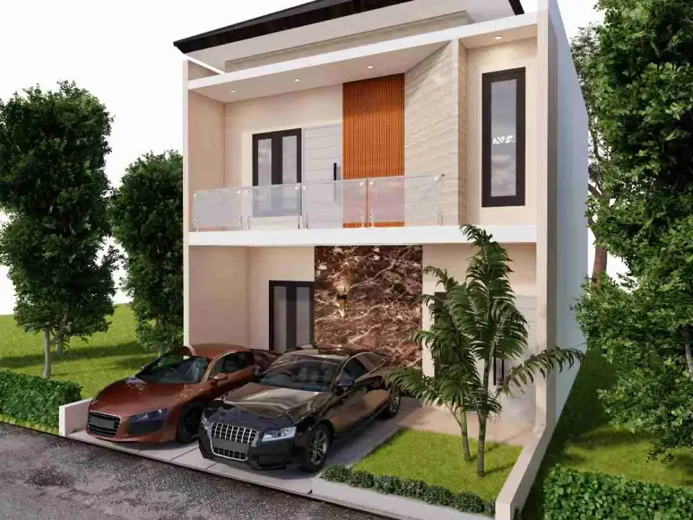 Hunian exclusive mewah 2 lantai full baya merah ,akses 2 mobil dipondok gede