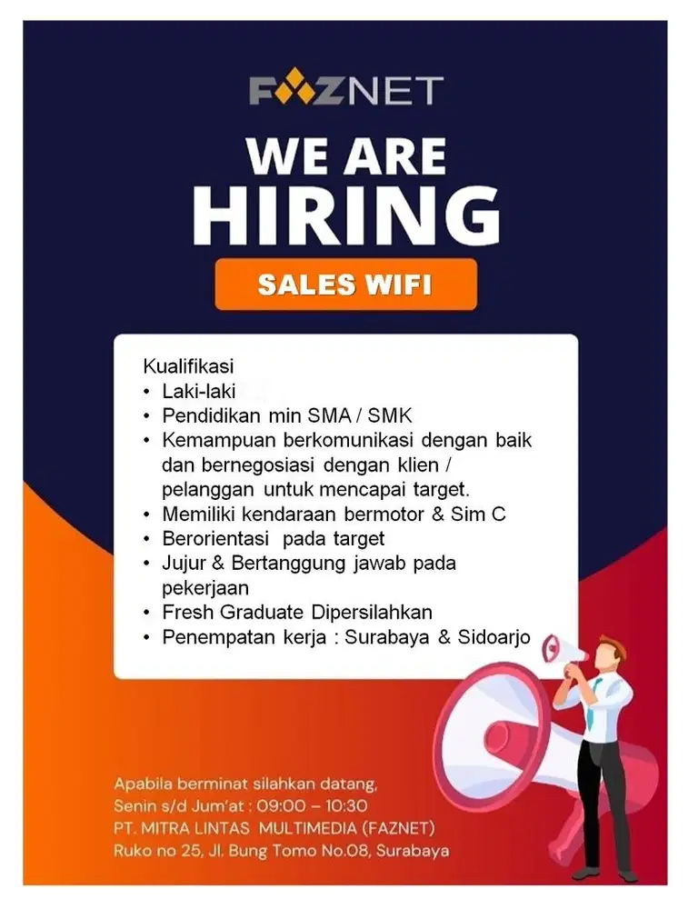 Di butuhkan tenaga sales