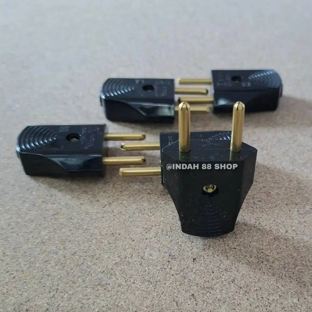 Steker Gepeng Hitam Biasa Broco / Two Pole Plug Broco