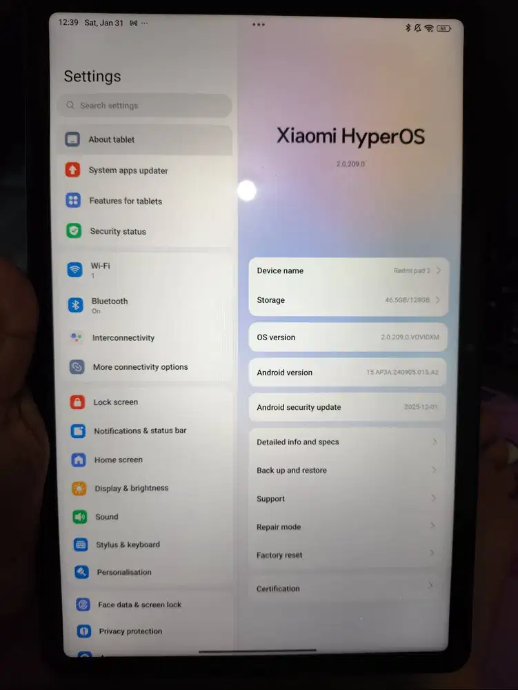 Xiomi redmi pad 2 like new 128