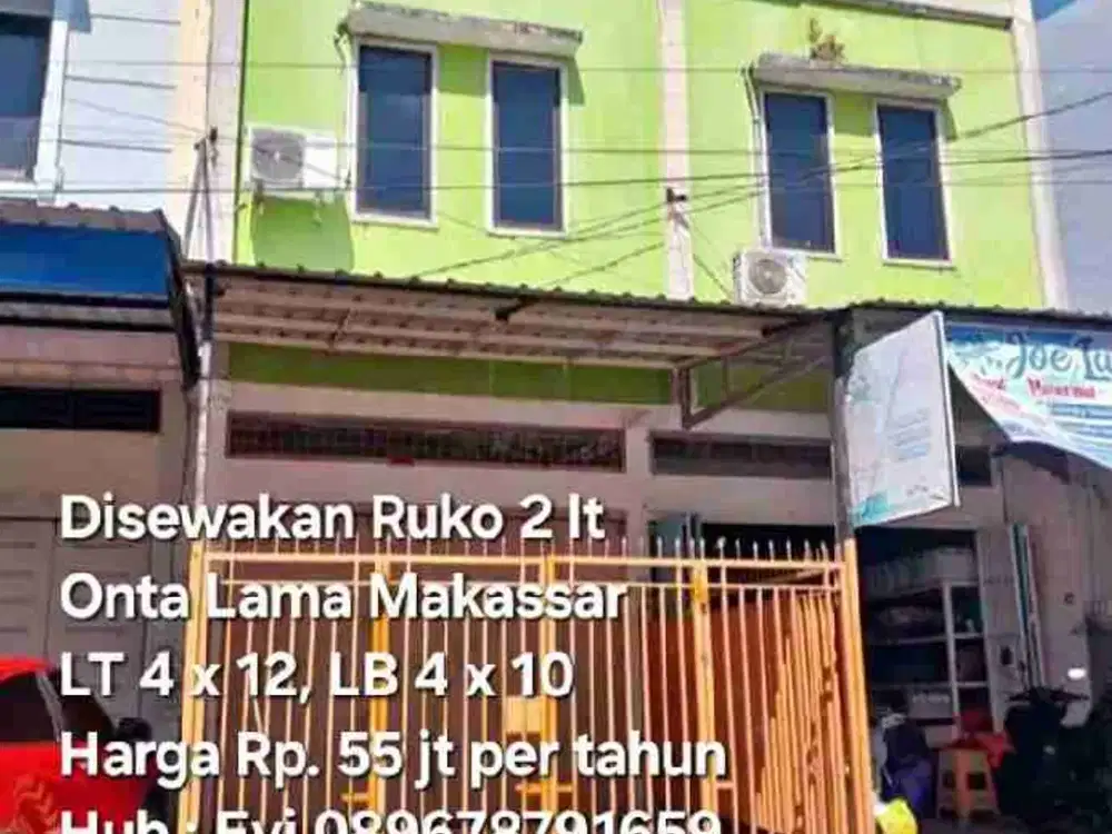 Disewakan Ruko 2 lt di Jl. Onta Lama Makassar