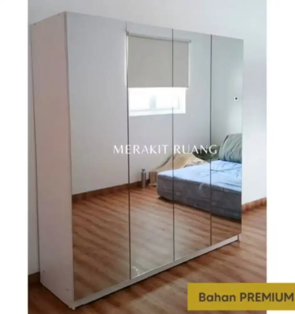 Lemari mirror 4pintu full kaca
