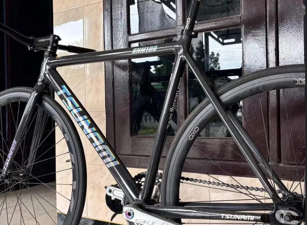 Sepeda Fixie Fixed Gear Tsunami SNM100 Full Black Laser Logo Size M