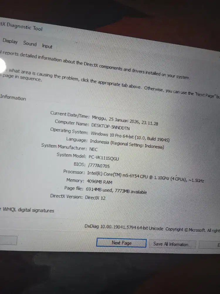TABLET NEC VerSaPRO layar sentuh