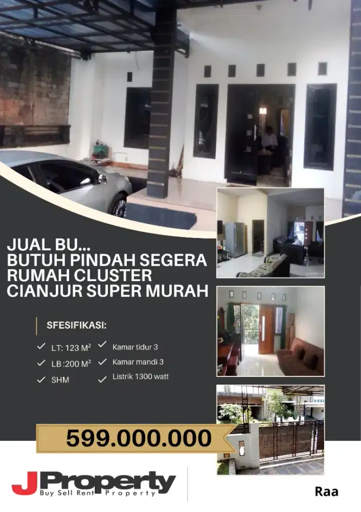 Jual BU...
Butuh pindah segera
Rumah Cluster CIANJUR SUPER murah
!