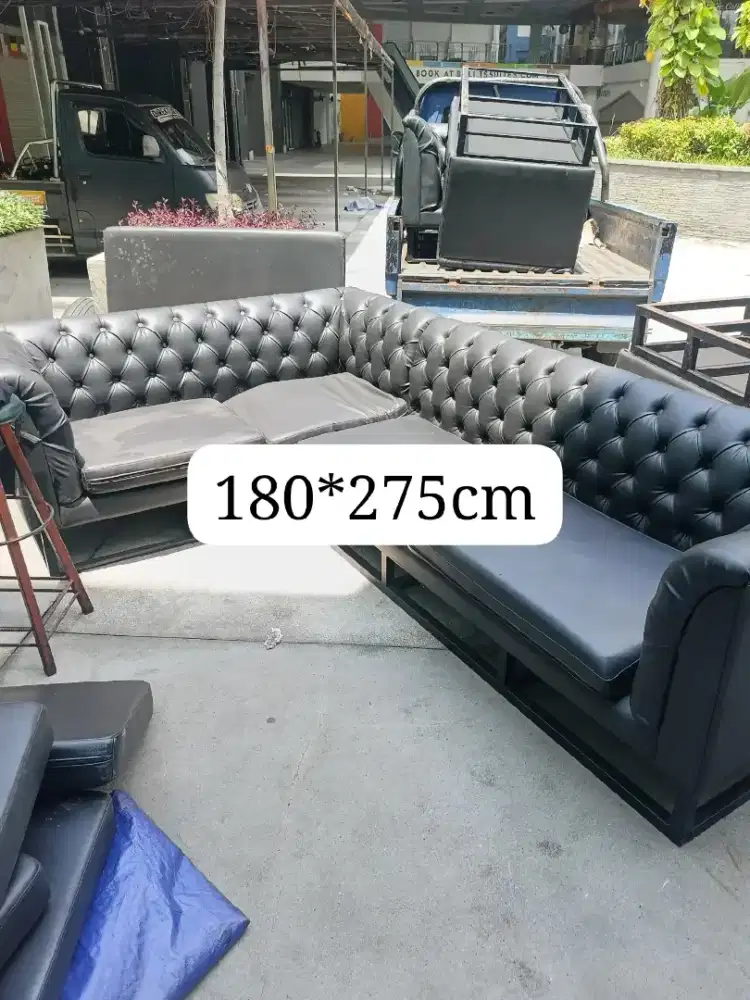 Sofa leter L  panjang:250cm Kaki besi kokoh, bekas, bagus, siap Pakai