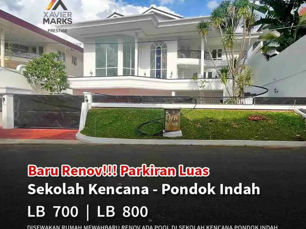 Disewakan Rumah baru renov ada pool di Sekolah Kencana pondok indah
8 Bedrooms
5 Bathrooms
2 Maid Bathroom
Security Pos + bathroom
PABX
Swimming pool

Lease Price 900 juta/tahun
Min. 2 years