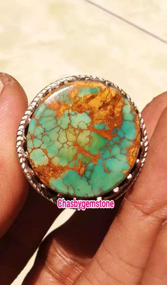 Batu Pirus Persia urat emas-Persian Turquoise serat emas lawasan