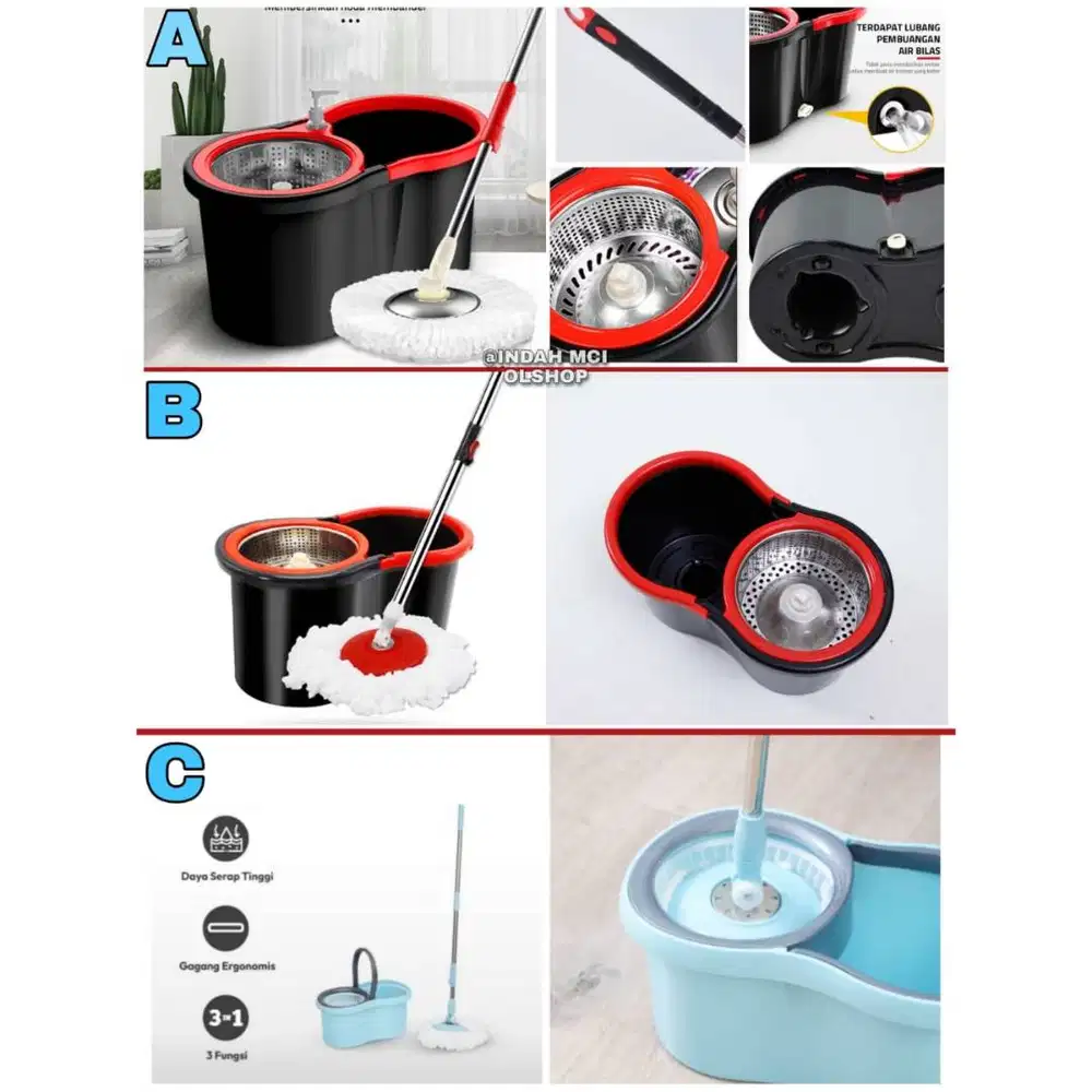 Spin Mop / alat Pel Putar Praktis Tanpa Peras