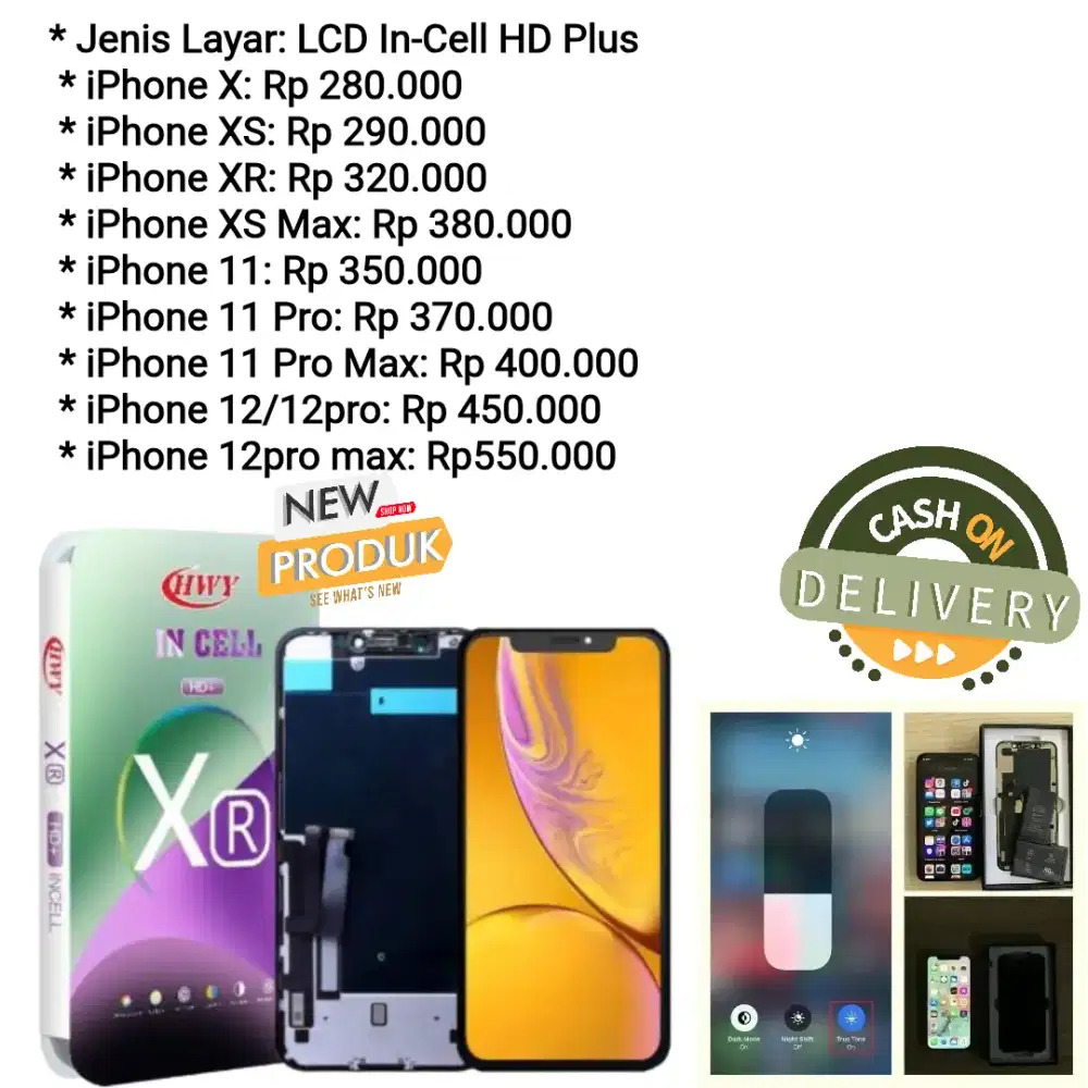 lcd iphone x xs xr xsmax 11 12 13 free pasang