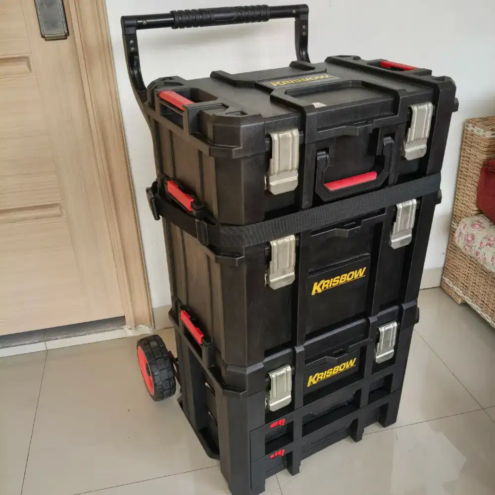Tool Box Krisbow 3 set + Trolly kondisi like new Jual Termurah