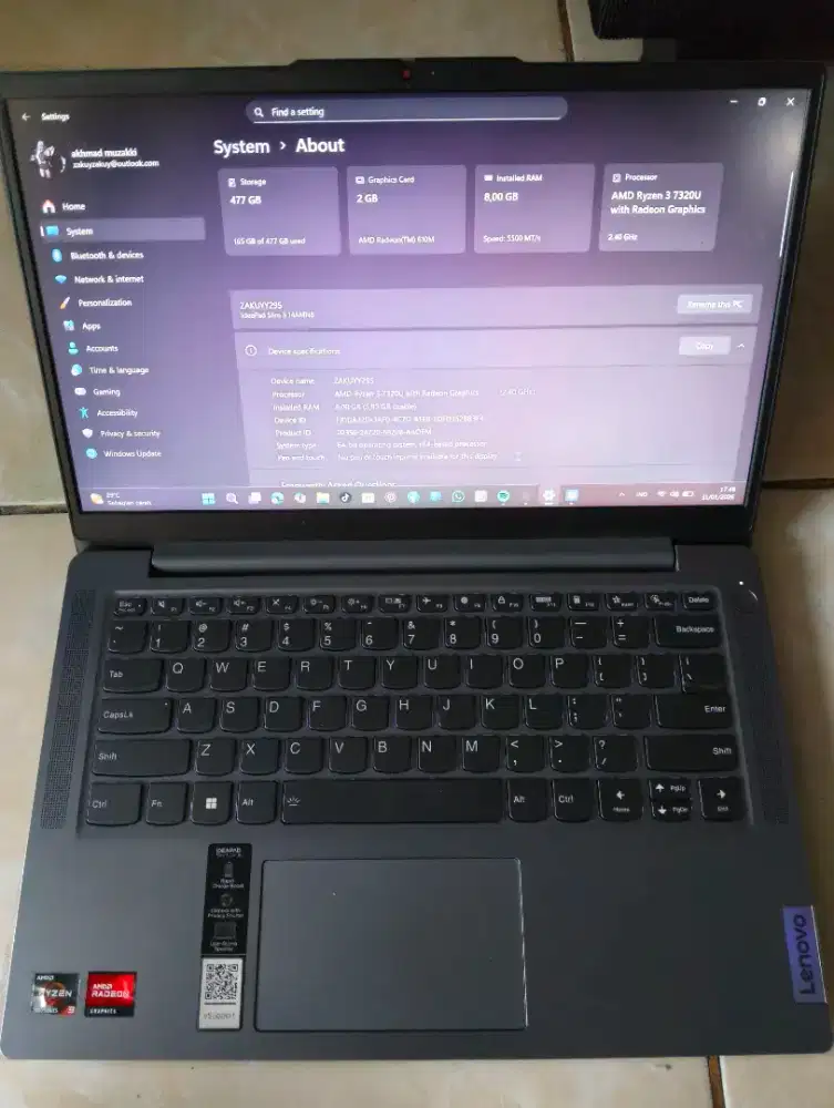 Laptop lenovo Ideapad slim 3 ryzen 3