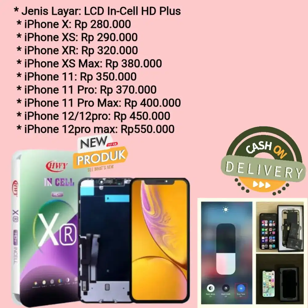 lcd iphone x xs xr xsmax 11 12 13 free pasang