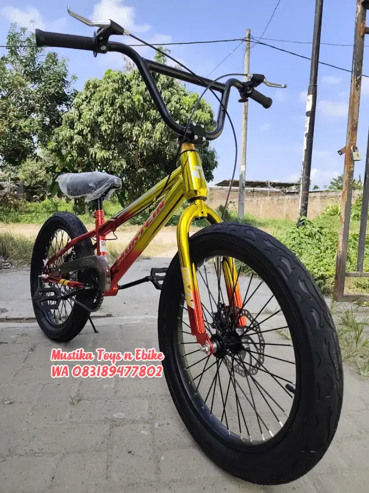 promo Sepeda Bmx Mortein Chrome uk20 sudah ban Jumbo 3.0 n rem cakram