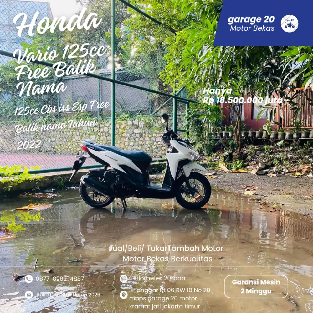 Honda Vario 125cc Cbs Iss Free balik nama Tahun 2022 Pajak hidup