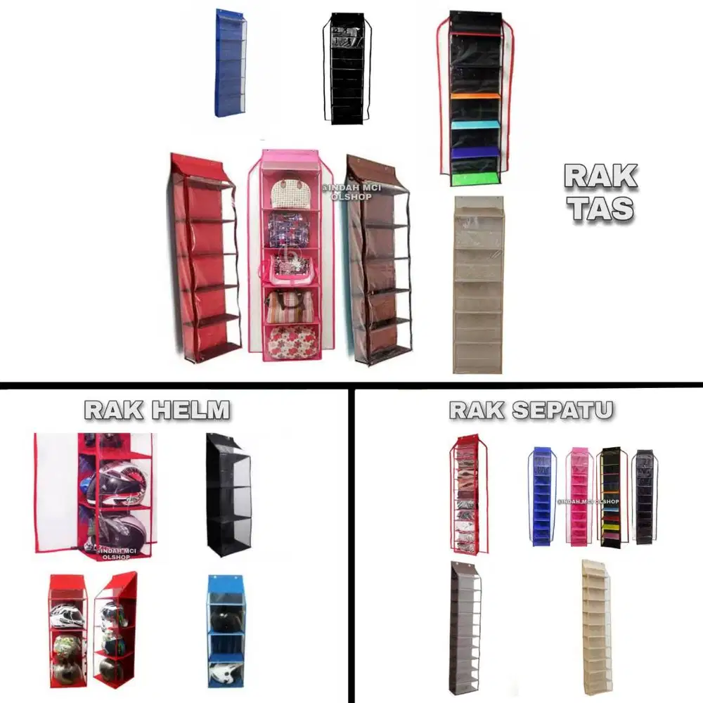 Rak Tas Sepatu Helm Gantung Polos Mika Tebal