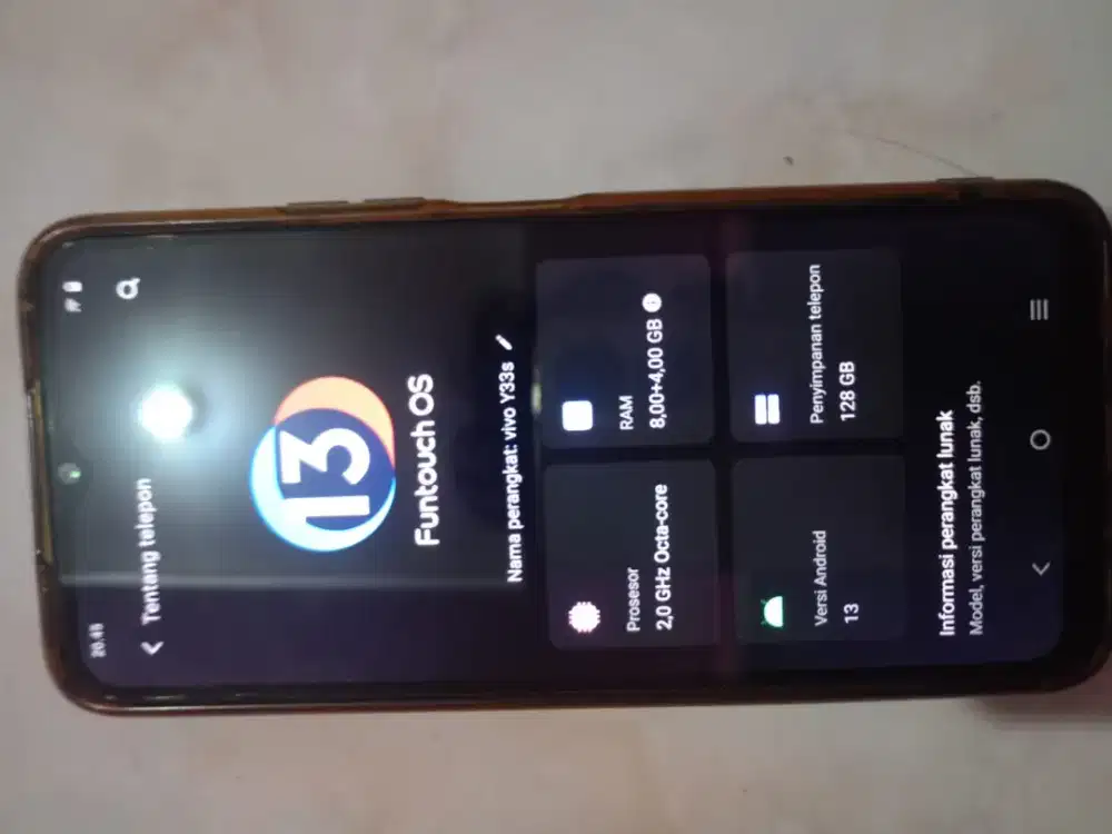 Vivo y33s ram 8+4/128 normal