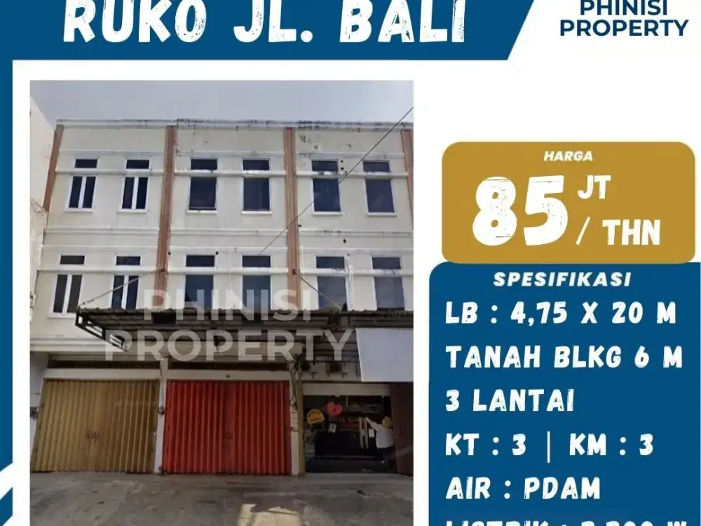 Disewakan Ruko di Jalan Bali tengah kota