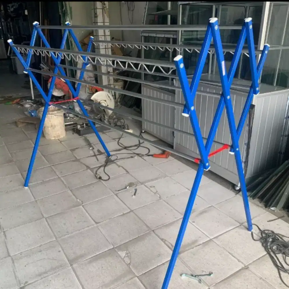 Jemuran baju rak pakaian jumbo panjang 180cm kuat kokoh anti karat