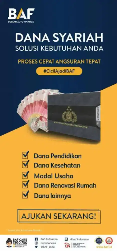 Pembiayaan jaminan BPKB motor dan mobil