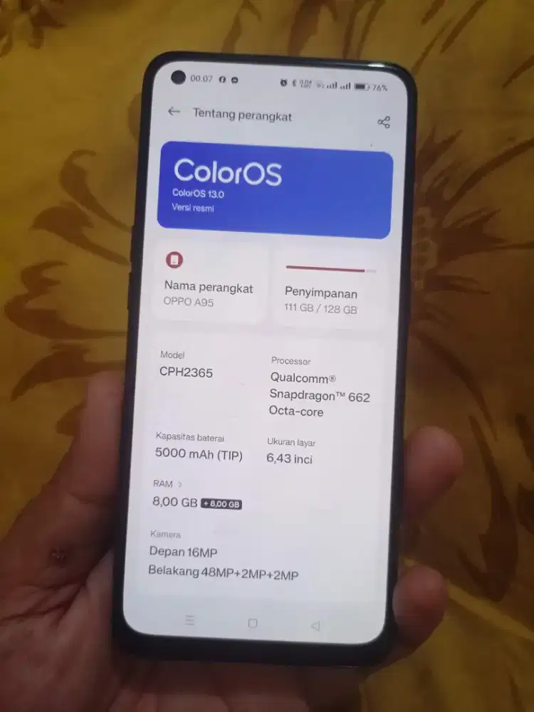 Oppo a95 nfc ram 8/128 hp cas aja