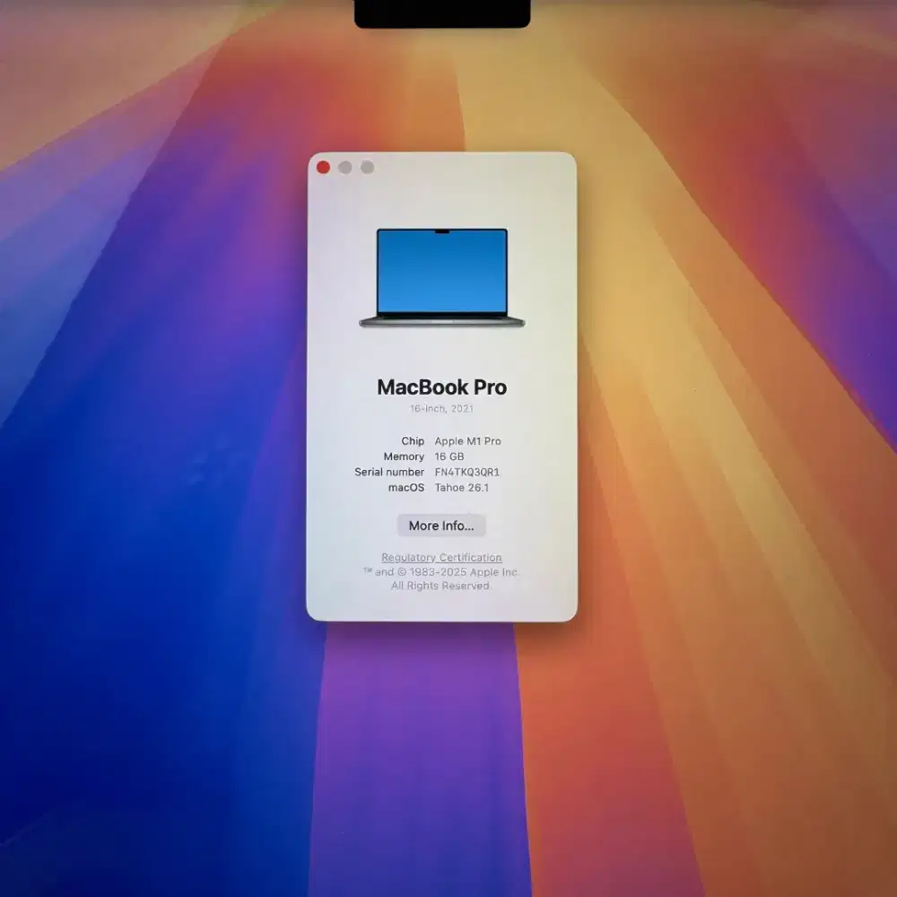 Macbook M1 pro 16 inch Ram 16 Ssd 512 Full set buat dsain editing grey