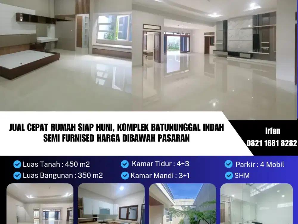Jual Cepat Rumah Siap Huni, Komplek Batununggal Indah 1 Lantai
Semi Furnised Harga Dibawah Pasaran