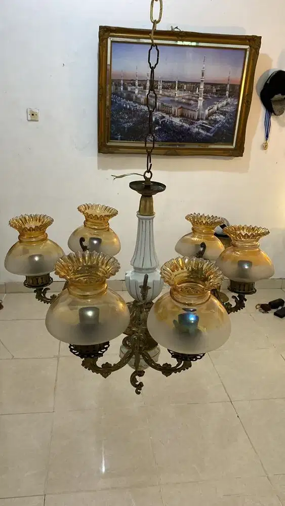 LAMPU DA VINCI / ITALY JUAL CEPAT CABANG 6 RANGKA KUNINGAN