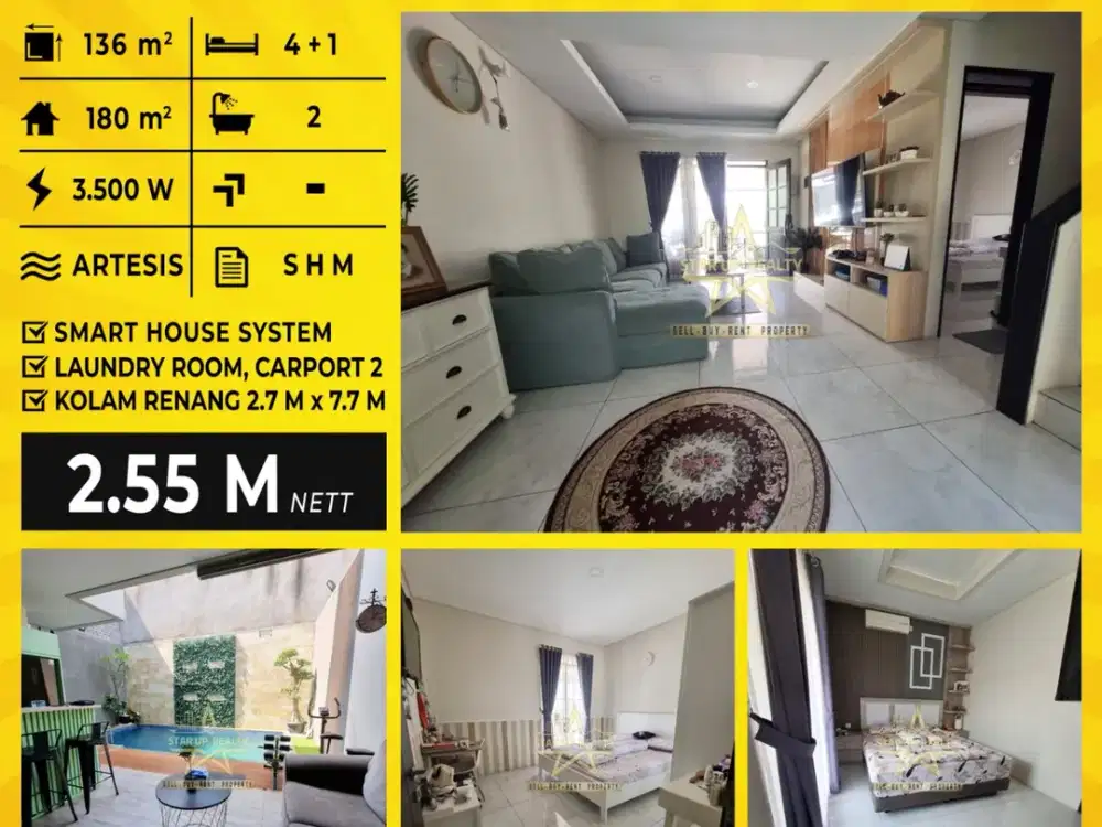 2,55M Dijual cepat rumah KBP ada kolam renang lt 136 lb 180