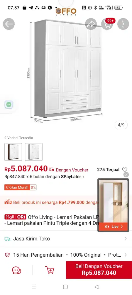 Jual Lemari Offo Living Bekas