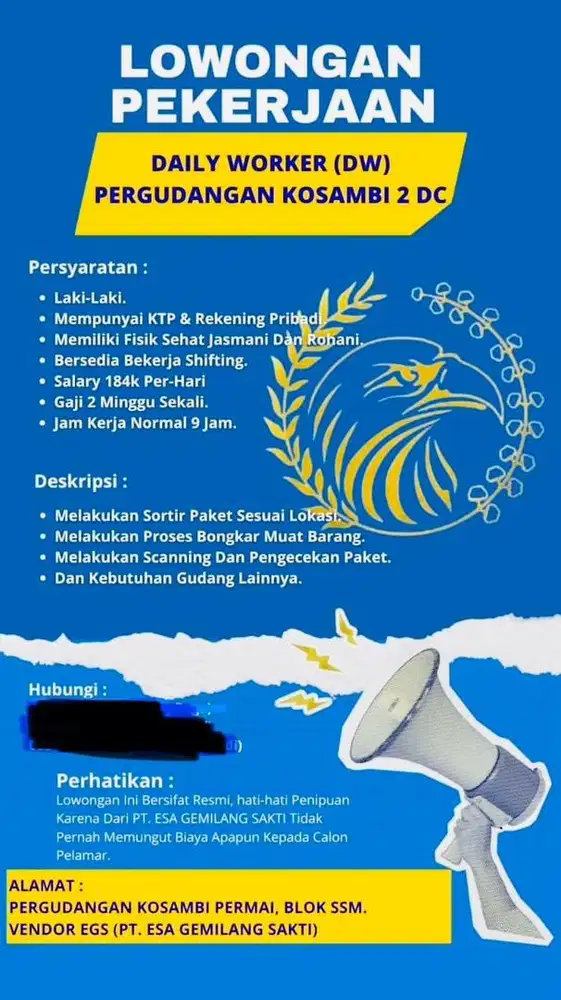 LOKER SHOPEE KOSAMBI DC