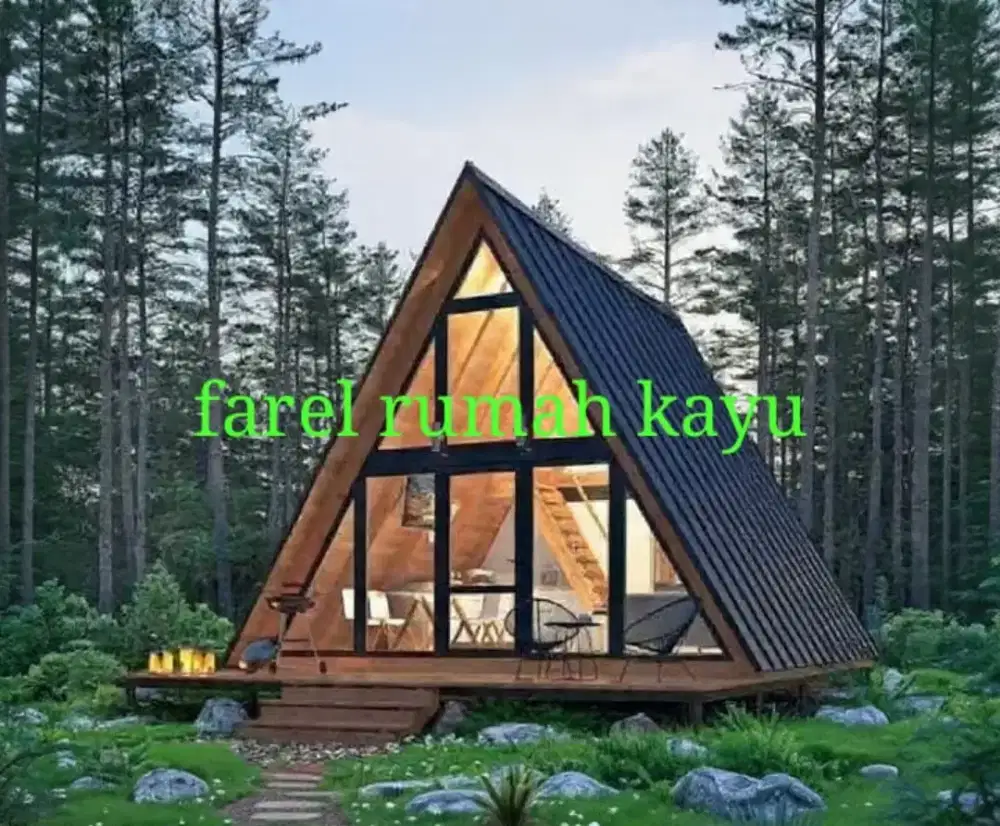 rumah kayu segitiga uk 5x7m